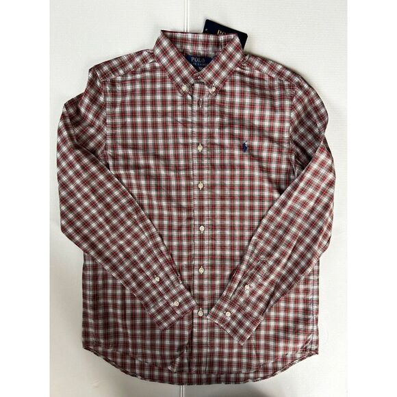 New with tag Polo Ralph Lauren red plaid button down shirt size 18-20 young mens - Picture 3 of 6